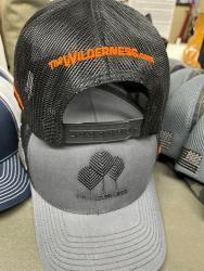 Wilderness Logo Charcoal Ember Cap, gray, black, and orange